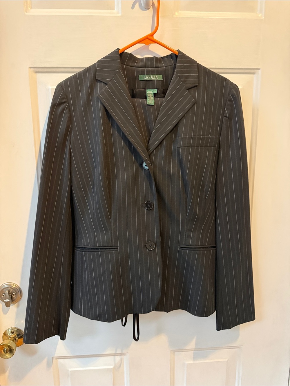 Lauren Ralph Lauren Black Pinstripe Tailored Blazer